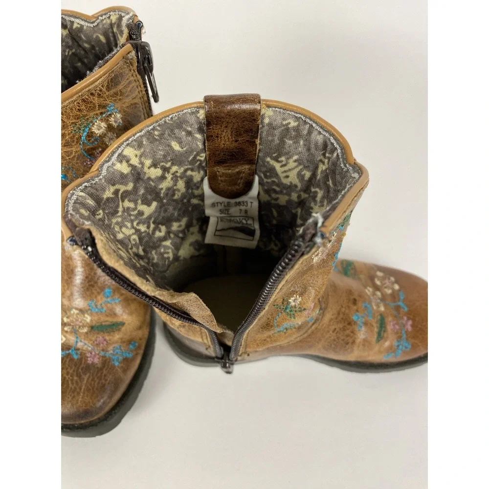 Smoky Mountain Girl's Western Floral Embroidered Leather Boots SZ 7R Toddler